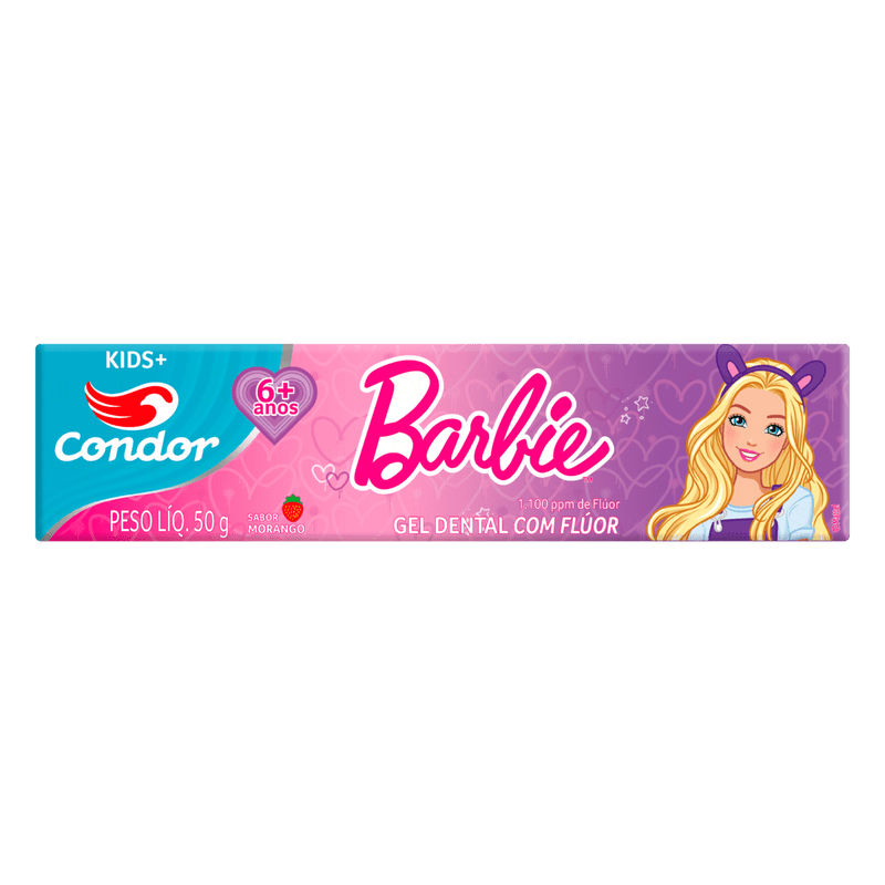 Gel-Dental-com-Fluor-Morango-Barbie-Condor-Kids--50g