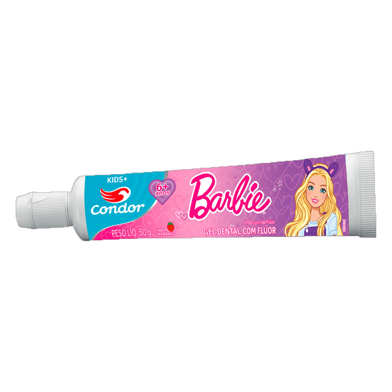 Gel-Dental-com-Fluor-Morango-Barbie-Condor-Kids--50g