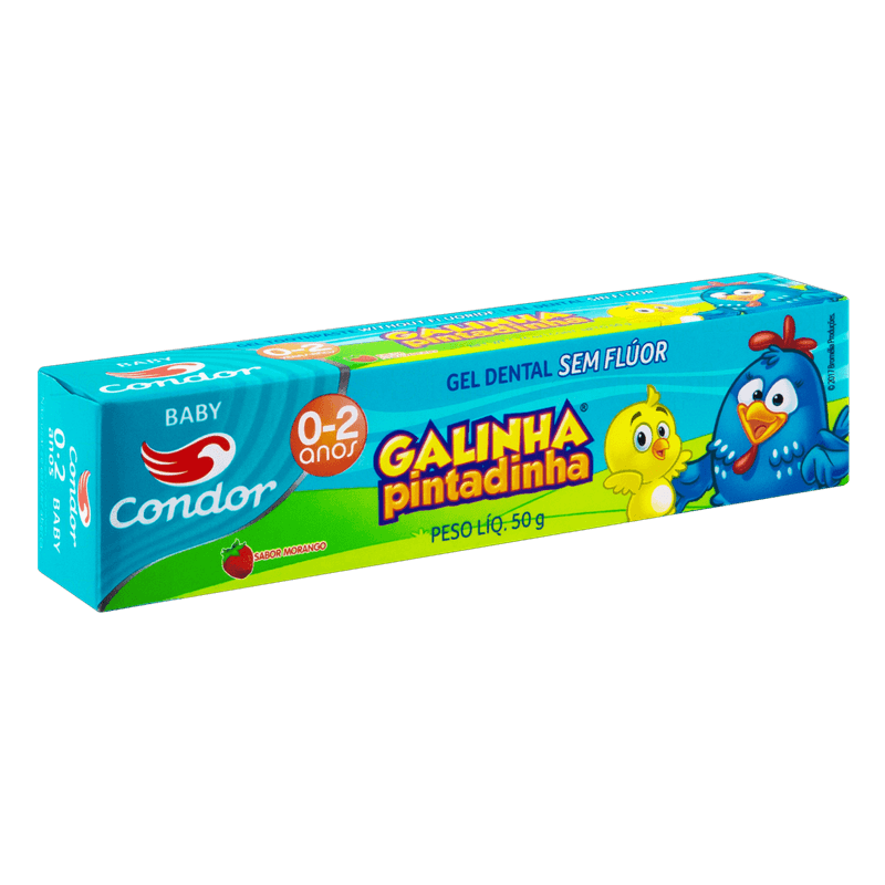 Gel-Dental-Infantil-sem-Fluor-Morango-Galinha-Pintadinha-Condor-Baby-Caixa-50g