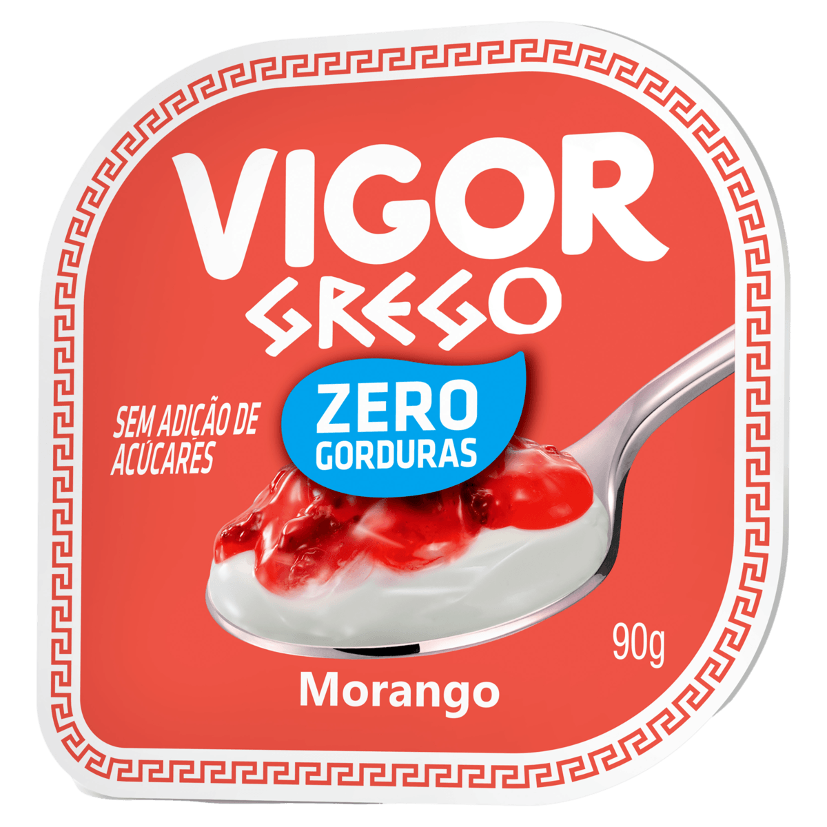 Iogurte Desnatado Grego Calda Morango Vigor Pote 90g