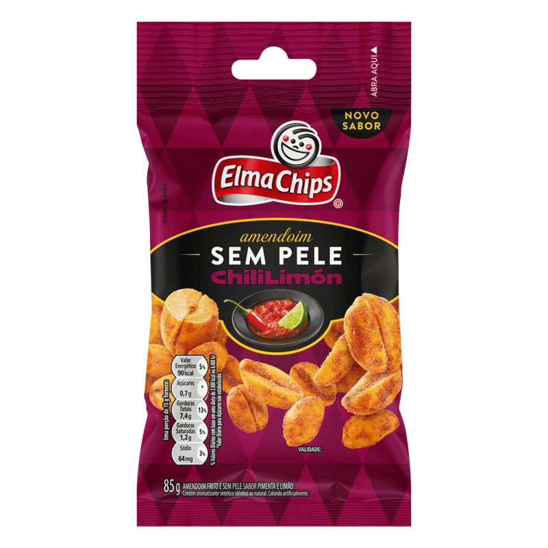 Amendoim-Frito-sem-Pele-Chili-Limon-Elma-Chips-Pacote-85g