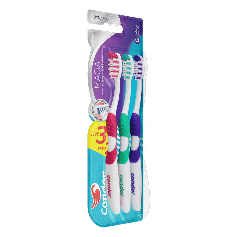 Escova-Dental-Macia-Condor-Dynamic-Cabeca-G-Leve-3-Pague-2-Unidades