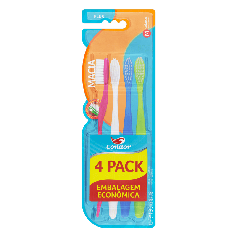 Escova-Dental-Macia-Condor-Plus-Cabeca-M-4-Unidades-Embalagem-Economica