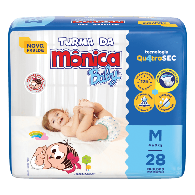 Fralda-Descartavel-Turma-da-Monica-Baby-M-Pacote-28-Unidades