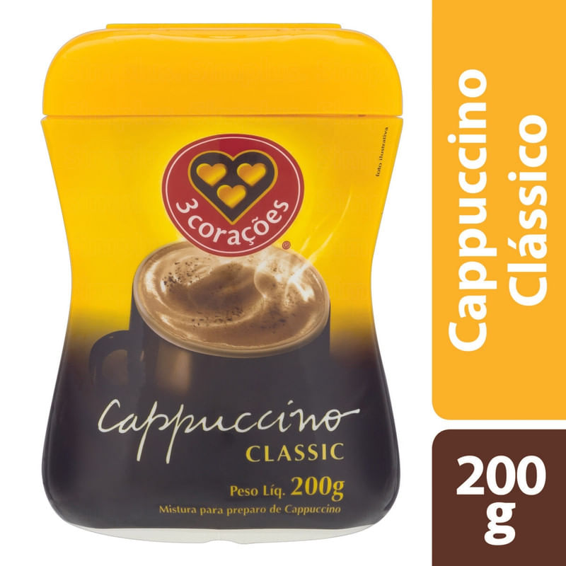 Cappuccino-Soluvel-Classic-3-Coracoes-Pote-200g