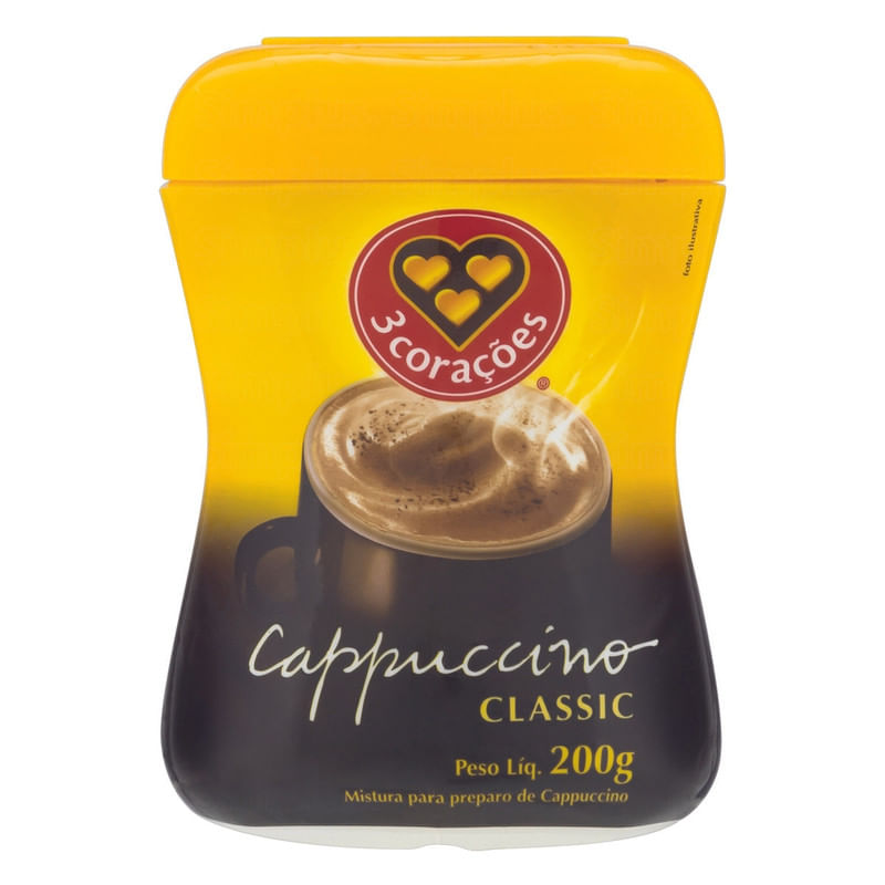 Cappuccino-Soluvel-Classic-3-Coracoes-Pote-200g