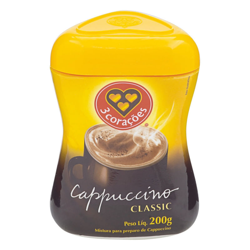 Cappuccino-Soluvel-Classic-3-Coracoes-Pote-200g