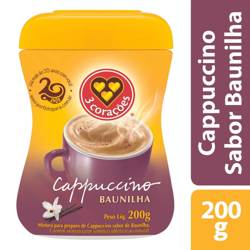 Cappuccino-Soluvel-Baunilha-3-Coracoes-Pote-200g