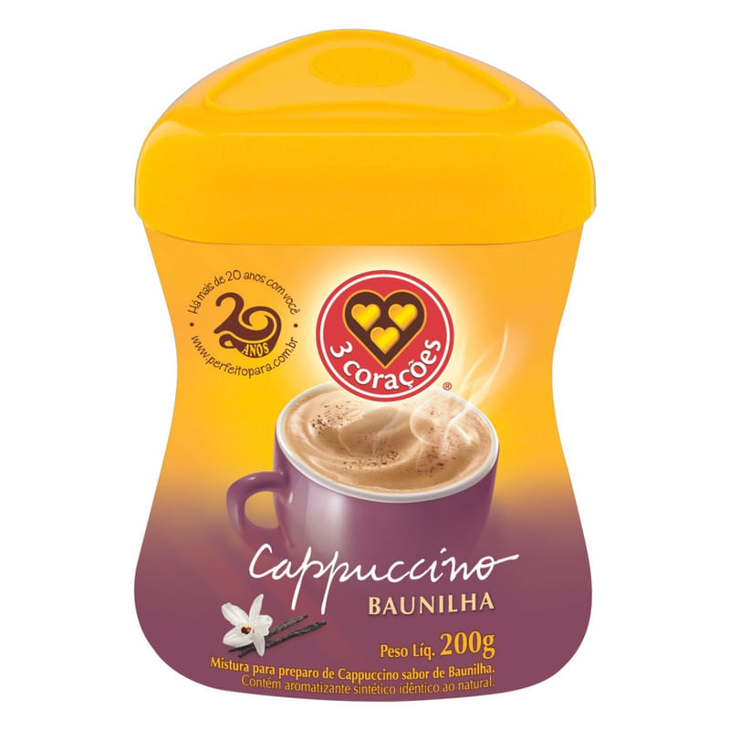 Cappuccino-Soluvel-Baunilha-3-Coracoes-Pote-200g