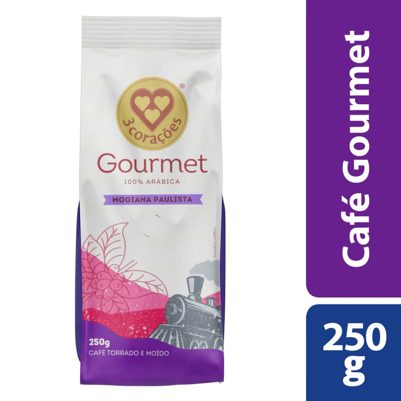 Cafe-Torrado-e-Moido-Mogiana-Paulista-Pacote-3-Coracoes-Gourmet-250g
