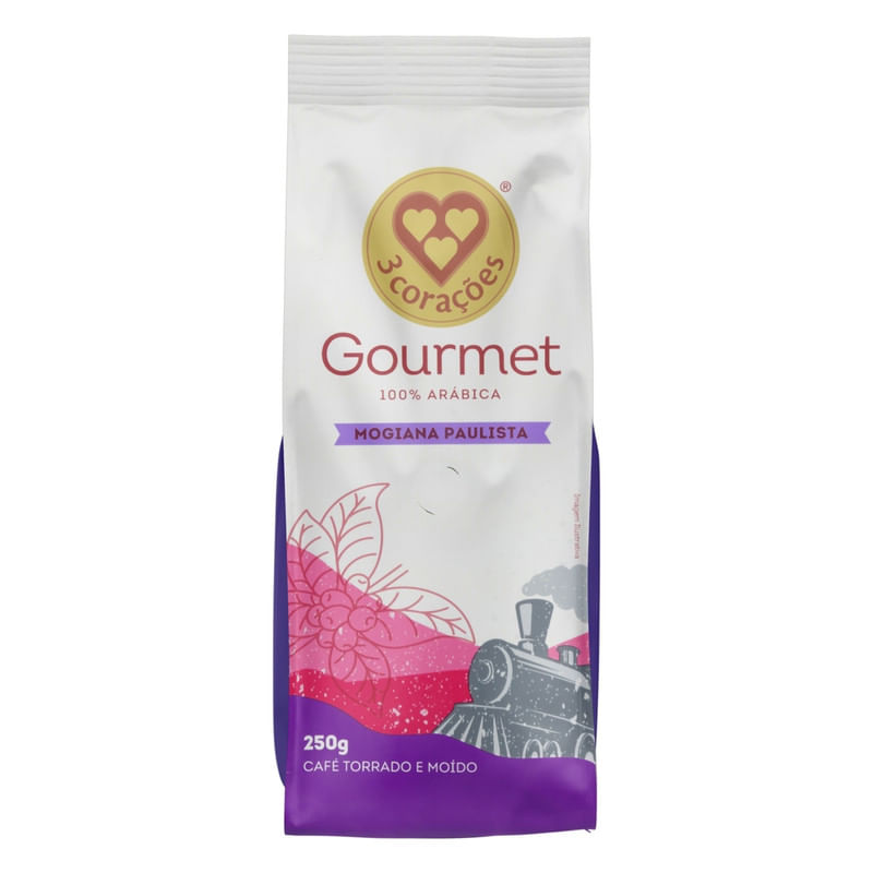 Cafe-Torrado-e-Moido-Mogiana-Paulista-Pacote-3-Coracoes-Gourmet-250g