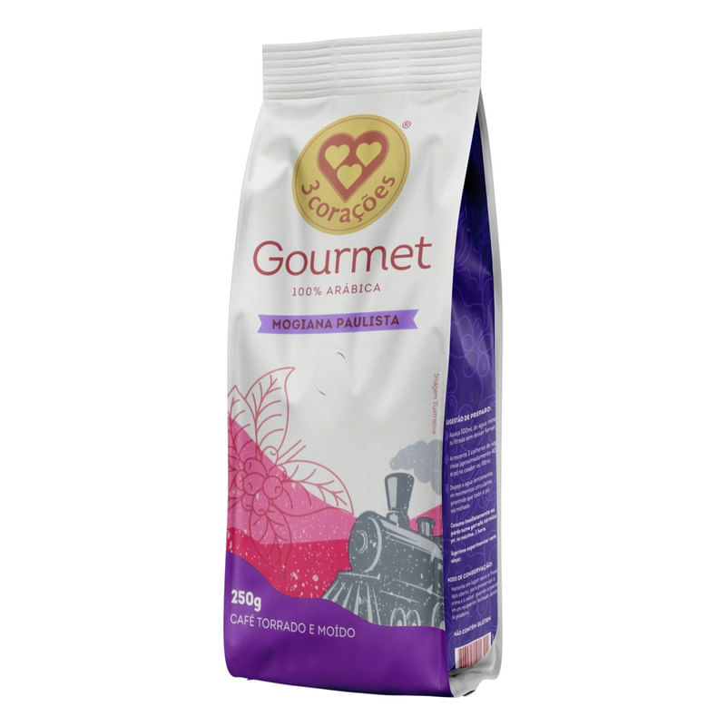 Cafe-Torrado-e-Moido-Mogiana-Paulista-Pacote-3-Coracoes-Gourmet-250g