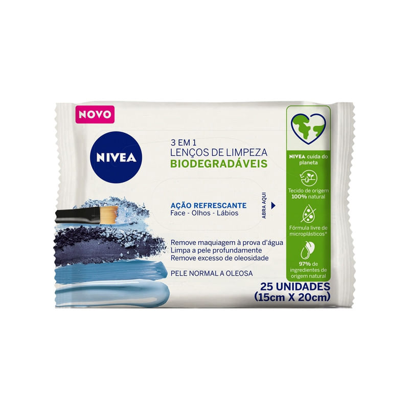 Lenco-Umedecido-Demaquilante-Facial-3-em-1-Nivea-Pacote-com-25-Unidades