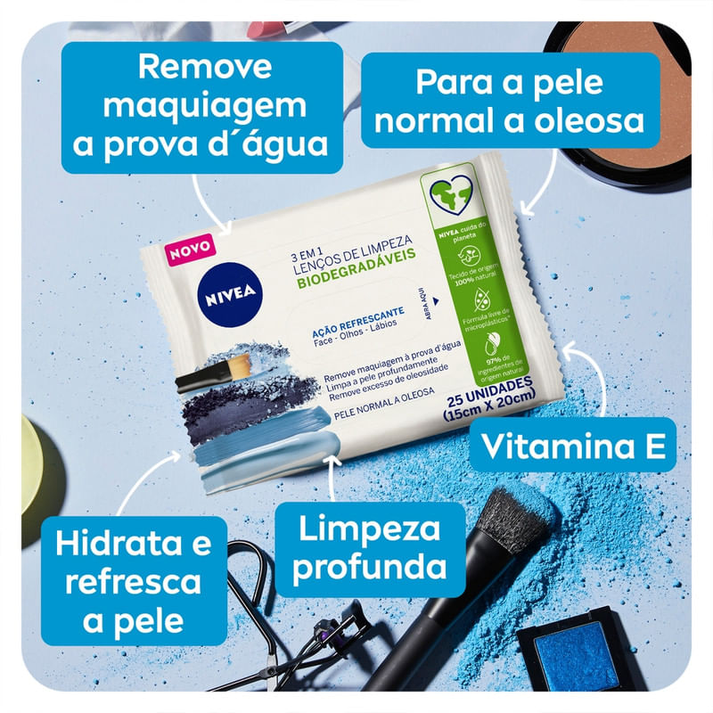 Lenco-Umedecido-Demaquilante-Facial-3-em-1-Nivea-Pacote-com-25-Unidades