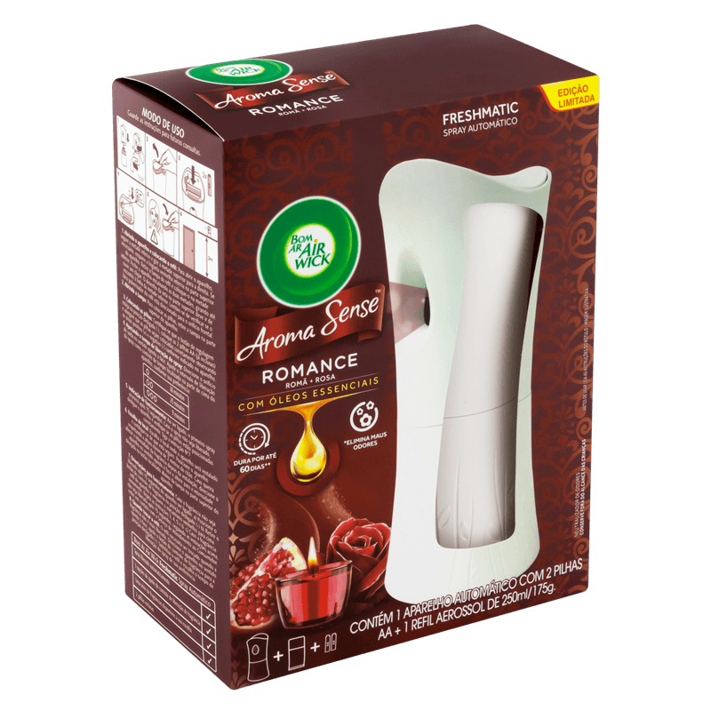 Neutralizador-de-Odores-Automatico-Bom-Ar-Air-Wick-Aroma-Sense-Edicao-Limitada-1-Aparelho---1-Refil-Aerossol-Romance-250ml