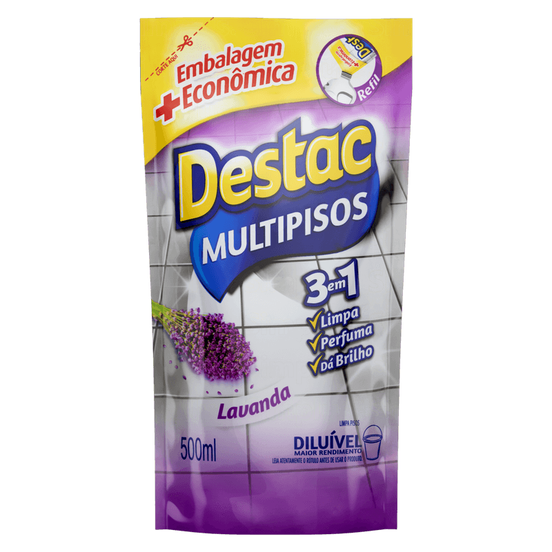 Limpador-Multipisos-Diluivel-Lavanda-Destac-Sache-500ml-Refil-Embalagem-Economica