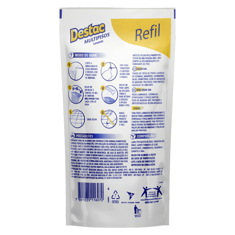 Limpador-Multipisos-Diluivel-Lavanda-Destac-Sache-500ml-Refil-Embalagem-Economica
