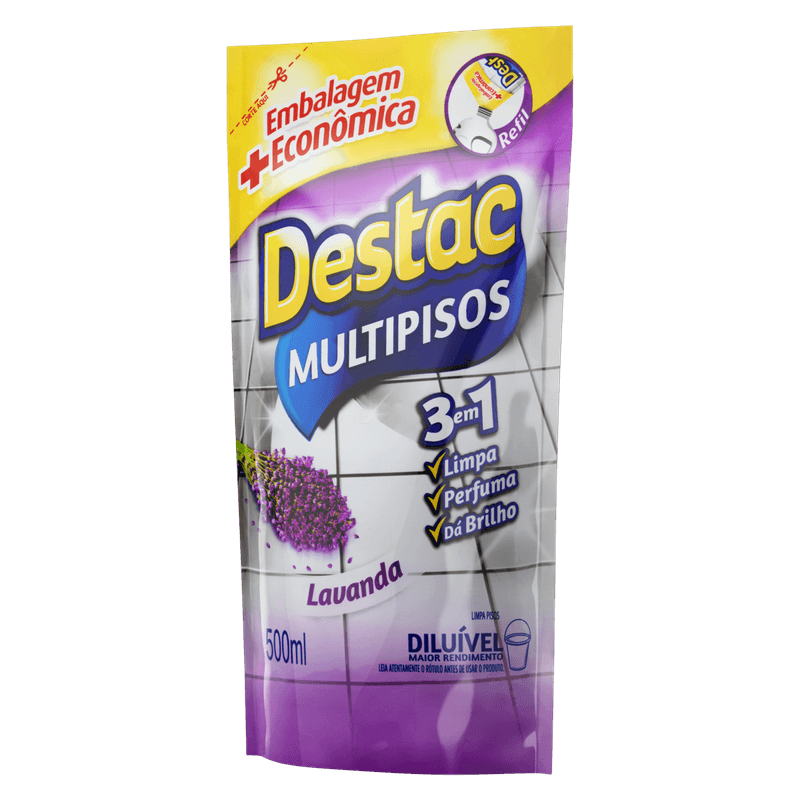 Limpador-Multipisos-Diluivel-Lavanda-Destac-Sache-500ml-Refil-Embalagem-Economica