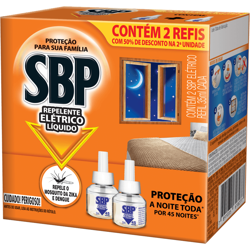 Repelente-Eletrico-Liquido-SBP-Caixa-com-2-Unidades-35ml--Cada--Gratis-50--de-Desconto-no-2°-Refil