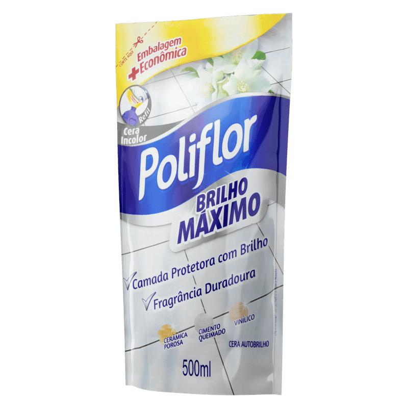 Cera-Liquida-Autobrilho-Incolor-Poliflor-Brilho-Maximo-Sache-500ml-Refil-Embalagem-Economica