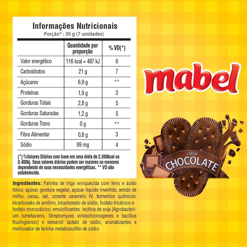 Biscoito Chocolate Mabel Pacote 400g