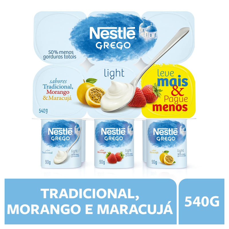 Iogurte-Grego-Tradicional---Morango---Maracuja-Light-Nestle-Bandeja-com-6-Unidades-Leve-Mais-Pague-Menos