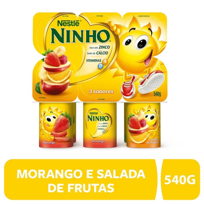 Iogurte-Desnatado-Morango---Salada-de-Frutas---Maca-e-Banana-Ninho-Nestle-Bandeja-com-6-Unidades