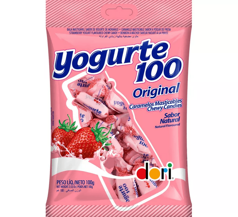 Bala-de-Yogurte-Sabor-Morango-Dori-Pacote-100g