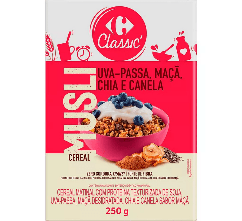 Cereal-Matinal-Musli-Maca-Canela-e-Chia-Carrefour-Classic-Caixa-280g