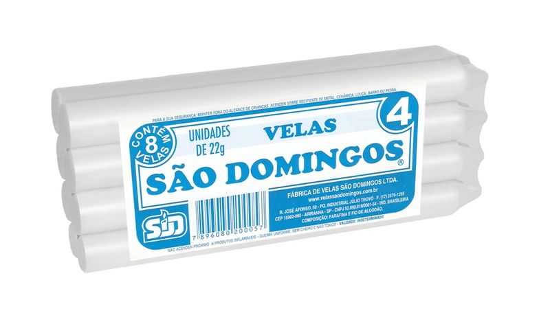 Vela-Sao-Domingos-N4-Pacote-8-Unidades