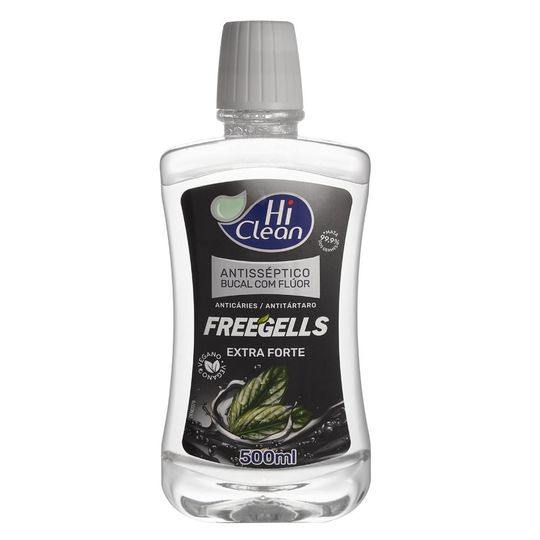Enxaguente-Bucal-Freegells-Menta-Extra-Forte-com-Fluor-Hi-Clean-Frasco-500ml