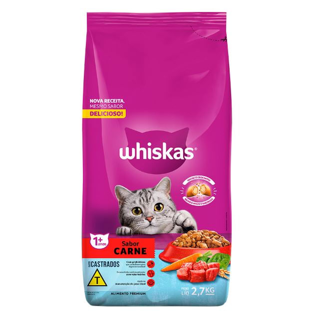 Racao-Seca-para-Gatos-Adultos-Castrados-Carne-Whiskas-Pacote-27kg