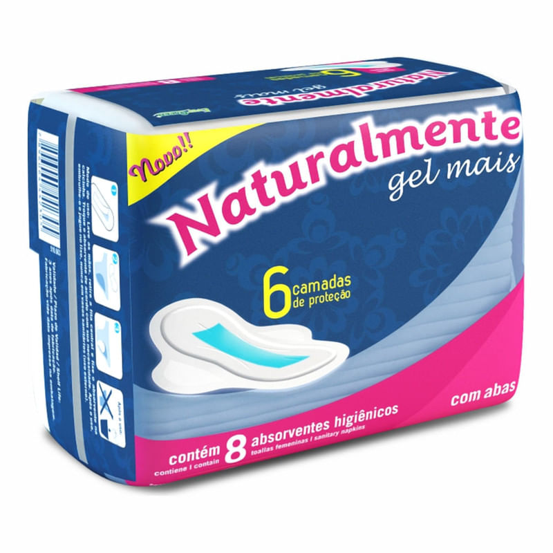 Absorvente-com-Abas-Naturalmente-Gel-Mais-Pacote-8-Unidades