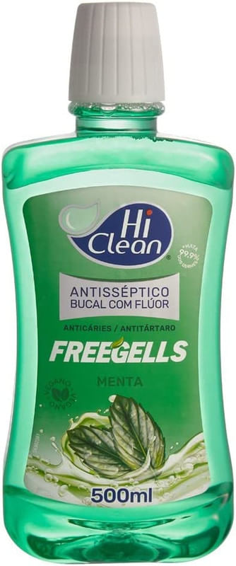 Enxaguente-Bucal-Freegells-Menta-Extra-Forte-com-Fluor-Hi-Clean-Frasco-500ml
