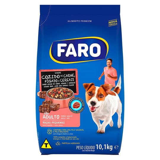 Racao-Seca-para-Caes-Adultos-Racas-Pequenas-Cozido-de-Carne-Figado-e-Cereais-Faro-Pacote-101kg