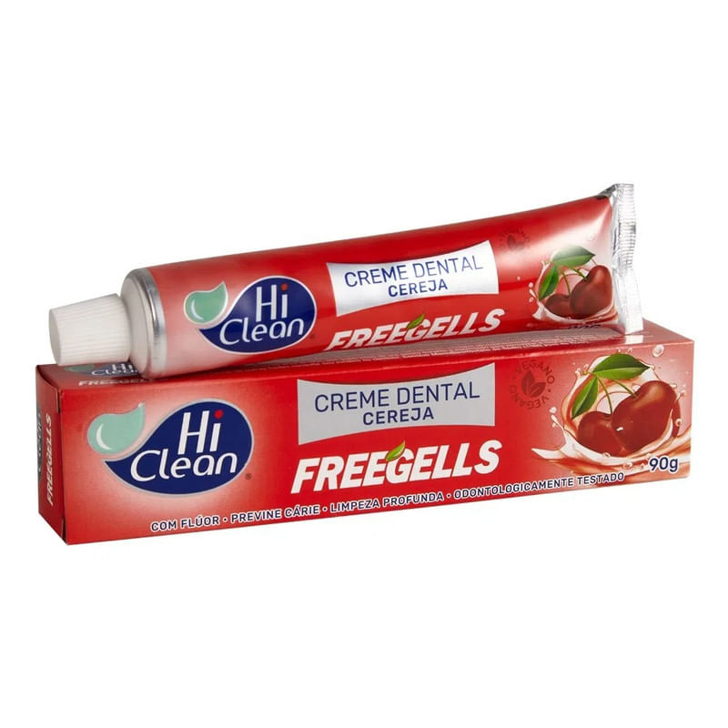 Creme-Dental-Cereja-Hi-Clean-Freegells-Bisnaga-90g