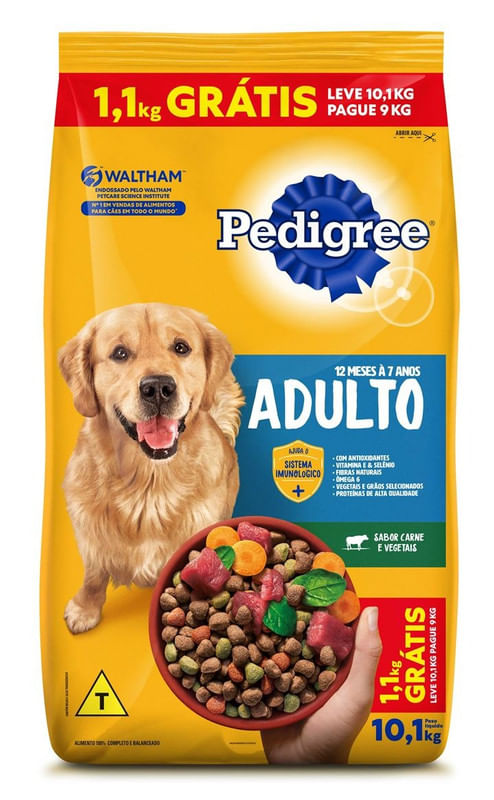Racao-para-Caes-Pedigree-Carne-e-Vegetais-Pague--9kg-Leve-11-Gratis