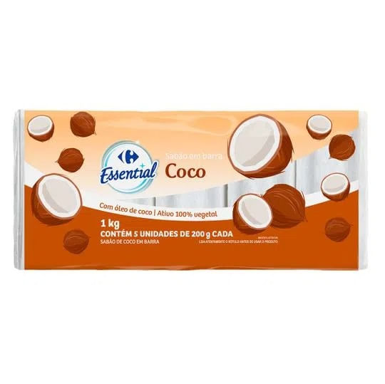 Sabao-em-Barra-Coco-Carrefour-Essential-Pacote-5-Unidades-200g-Cada