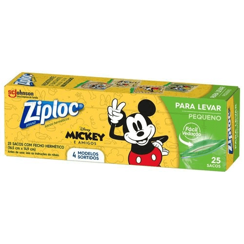 Saco-Hermetico-Pequeno-Mickey-e-Amigos-Ziploc-Caixa-25-Unidades