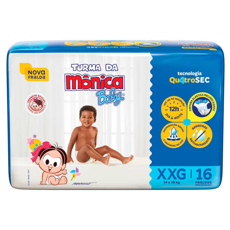 Fralda-Descartavel-XXG-Turma-da-Monica-Baby-Pacote-com-16-Unidades