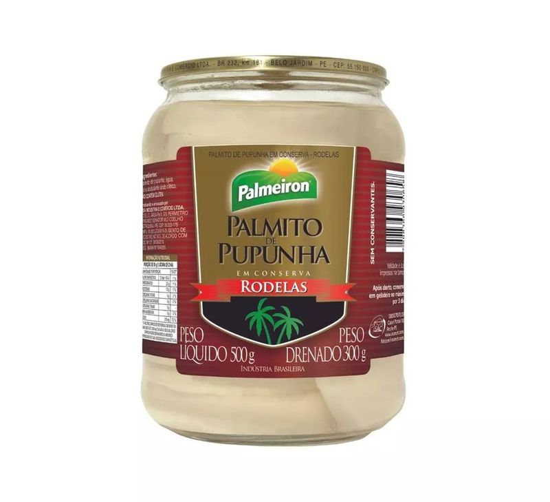 Palmito Rodela Pupunha Palmeiron Vidro 300g