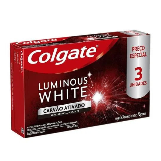 Pack-Creme-Dental-Carvao-Colgate-Luminous-White-3-Unidades-70g-Cada