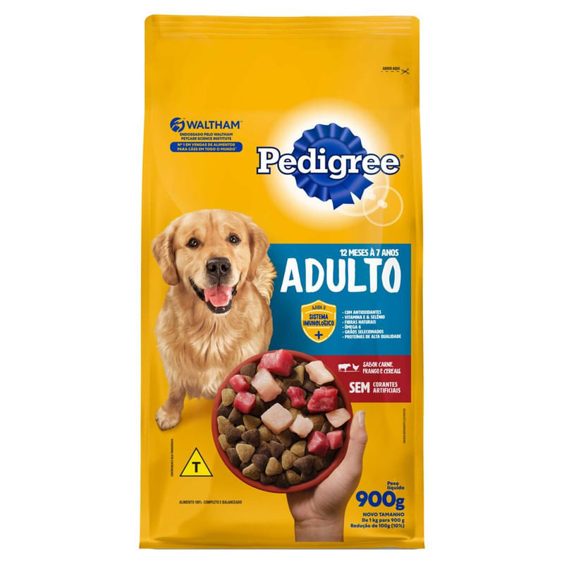 Racao-para-Caes-Adultos-Carne-Frango-e-Cereais-Pedigree-Pacote-900g