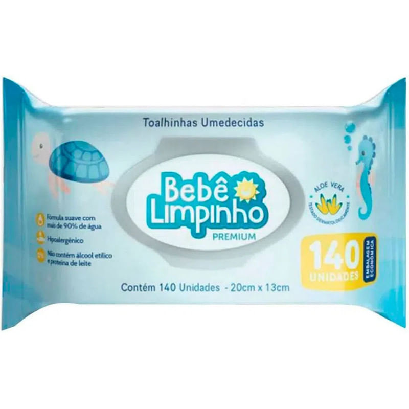 Lenco-Umedecido-Bebe-Limpinho-Premium-Pacote-140-Unidades