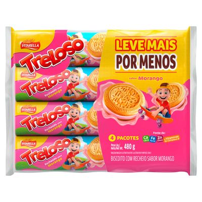 Pack-Biscoito-Recheado-de-Morango-Treloso-Vitarella-Pacote-de-480g-com-4-Unidades-Leve-Mais-Pague-Menos