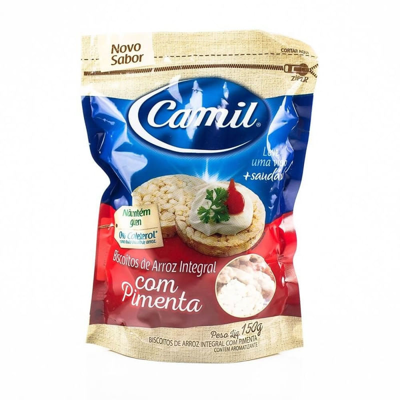 Biscoito De Arroz Integral Com Pimenta Camil Pouch 150g